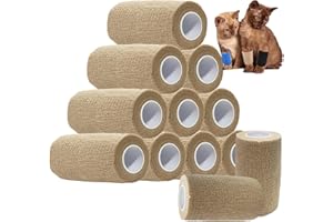 ANAMPION 12 Rolls Self-Adhesive Football Sock Tape 7.5cm x 4.5m Self Adherent Cohesive Bandages Wrap First Aid Athletic Sports Tape for Wrist Ankle Pet & Vet Wrap for Dogs, Horse(Flesh Color)