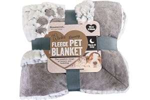 Rosewood Super Soft Grey Luxury Fleece Throw Dog Blanket, Large, 71 x 105cm