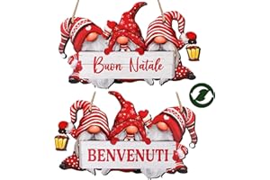 GEBETTER Decorazioni Natalizie Porta Ingresso, Fuoriporte Natalizio Gnomo in Legno da Appendere, Scritta Buon Natale, Addobbi Natalizi Porta Ingresso Natale Casa