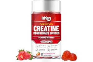 IZKAN Pro Creatine Monohydrate Gummies 4000mg for Men & Women - 60 Chewable Creatine Gummies Strawberry Flavoured Creatine | Pre Workout Gym Supplement| Keto | Vegan | (30 Days Supply)