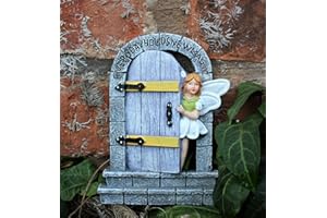 HH Home Hut Enchanted Fairy Door - Garden Ornament, Charming Fairy Garden Accessories for Outdoor Home Decor