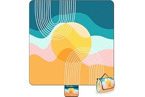 Huggeri Picknickdecke wasserdicht XXL,200x200 cm Stranddecke sandfrei，Faltbare Strandmatte, extra große 3 lagige waschbare Polyester-Outdoor Decke für Camping Park Reisen Rasen – Regenbogen-Design