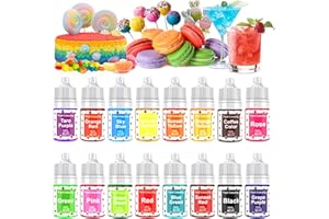 ROUCLO Lebensmittelfarbe - 16 Flüssige Lebensmittel Farben Set für Kuchen Backen, Getränken, Slime - Hochkonzentrierte & zuckerfrei Food Coloring, Farben Set für tortendeko, Aromen, Seifen(96ml)