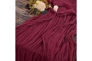 YMHPRIDE 2 Stück Tischläufer aus Seihtuch aus Burgund, Rotwein, 90 x 300 cm, aus rustikalem Gaze-Stoff, Tischdekoration, Hochzeits-Tischdecke, Tischdecke für Hochzeitsfeier, Brautparty, Dekoration