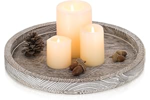 ‎ROMADEDI Holztablett Rund Holz Tablett Deko - Romadedi 30cm kerzentablett Landhaus Landhausstil Dekotablett Rustikale Tischdeko Couchtisch Kerzenteller Wohnzimmer