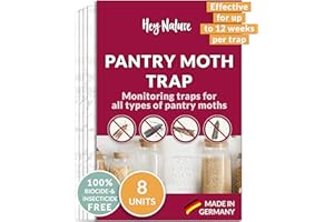 Hey Nature Pantry Moth Traps, 8 Pieces, Food Moth Trap, Non-toxic Moth Catcher With No Insecticides, Pheromone Moth Traps With Maximum Effect to Identify Infestation, Monitoring Trap Against Moths