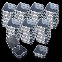 TRUEIN 12 Small Plastic Boxes With Lids, Mini Clear Bead Storage Containers, Square Box Case With Hinged Lid, 2.36 X 2.36 X 0.79 Inch, Box Case Organizers For Pills, Beads, Jewellery, Craft