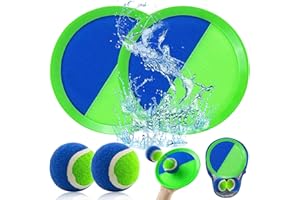 MAIBAOTEMBT Lanzamiento Pelota Juegos, Juego de Bolas de Atrapar, con 2 Paletas y 1 Bola, Toss Catch Ball Juego de Juguetes, Paletas y Bola de Velcro, para Patios, Jardines, Fiestas en la Playa (Verde+Azul)