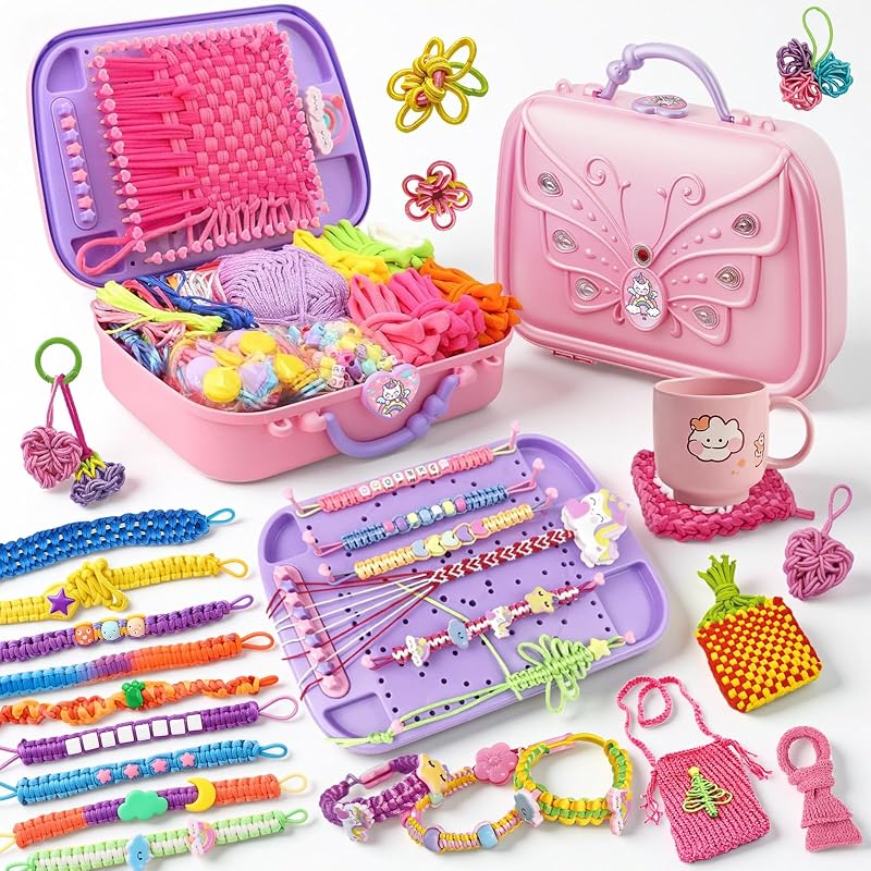 BITOYO Braccialetti dell'amicizia 6 in 1 fai da te, set di elastici per telaio, set di giocattoli per lavoretti fai da te per bambini, regalo giocattolo per ragazze dai 6 ai 10 anni