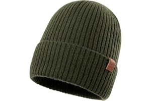 FANCET TOP-EX Czapka beanie unisex, w 100% z wełny merynosów, ciepła czapka zimowa z podszewką polarową, uniseks i elastyczna, idealna do biegania i golfa, miękka czapka z dzianiny