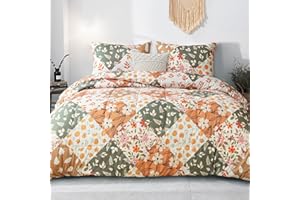 Whale Flotilla Piumino 200 x 200 cm, Trapunta Traspirante e super morbido, Piumone per 4 Stagioni con 2 Federe, motivo a Quadri, Arancione