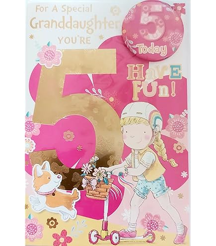 Juvenile Birthday Card Age 5 Granddaughter - 9 X 6 Inches - View #5