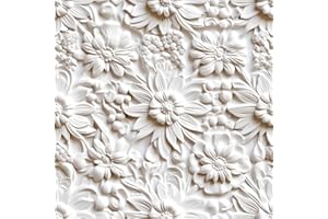 FunStick Carta da Parati Floreale 3D Carta Adesiva per Mobili Fiori Vintage Bianco Crema Pellicola Adesiva Fiori per Mobili Camera da Letto Margherita Carta Adesiva per Pareti Bianca Crema 44.5CM×3M