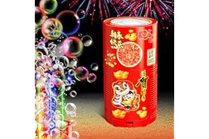 IVTIVFU Machine à Bulles de Feux d'artifice (20 Trous avec Solution à Bulles de 250 ML), Machine Automatique à Bulles de Feux d'artifice avec lumières et Son fermable pour Enfants, Noël, fête.