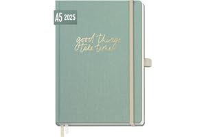 ‎HÄFFT Häfft® Wochen-Notiz-Kalender 2025 A5 "Green Canvas" Buchkalender, Terminplaner Notiz-Timer, Terminplaner, Wochenkalender, Organizer, Terminkalender mit Einstecktasche - nachhaltig & klimafreundlich