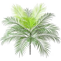 AIVORIUY Artificial Tropical Palm Leaf Bushes Faux Green Fronds ...
