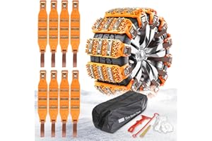 GOHHME Cadenas Coche Nieve, 8 Cadenas de Nieve para Coche Universales para Neumáticos de Coche, Cadenas de Emergencia para Neumáticos de Nieve, Ajustables para Camiones, Suv, Coches (165-275 mm)
