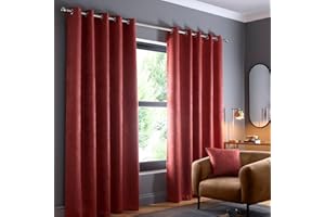 Fusion - Rideaux en Terre Cuite 117 x 229 cm - 2 Panneaux - Rideaux à œillets en Rouge Orange - Rideaux Thermiques pour Chambre/Salon - Rideaux et tentures - Rideaux de Porte - Collection Strata