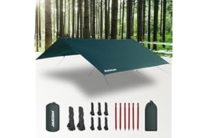 JAICOM Toldo de Refugio Impermeable, 3M X 3M Tarp, PU 3000mm Impermeable, Protección UV, Ultraligero y Portátil. Adecuado para Tiendas de Campaña, Hamacas, Senderismo, Picnics, Camping