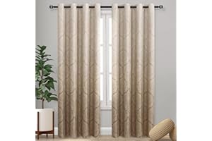 ‎DWCN DWCN Taupe Raumverdunkelungsvorhänge für Wohnzimmer - Ombre Damast gemustert extra lange Ösen Vorhänge für Schlafzimmer, 2 Panels, Farbverlauf, Fenstervorhang, 132 x 228 cm lang, Taupe