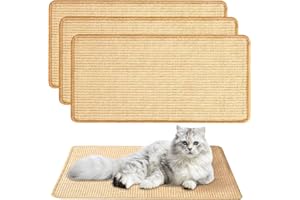 VACVAD 3pk Cat Scratching Mats, 50 x 25 cm Natural Sisal cat Scratch mat, Cat Scratchers for Indoor cats - Protect Carpets and Sofas (Beige)