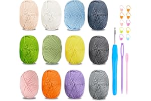 RENYIZ Fil Épais pour Crochet - 12 x 50 g de Laine Épaisse pour Débutants avec Crochet de 4 mm - Kit de Démarrage Facile, Vert
