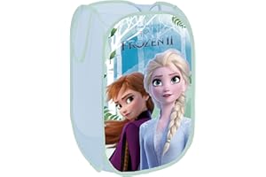 Superdiver - Contenedor plegable de Elsa y Anna, Licencia Oficial Disney Frozen: Para guardar y almacenar juguetes y ropa - 36x36x58 cm - Fácil de guardar. Perfecto para niños y niñas.
