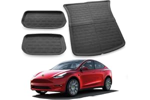 YEE Pin Alfombrilla de Goma para Maletero Tesla Model Y 2021-2023 (5 Seats) para Maletero Delantero + Maletero + Protector Inferior para Maletero, Impermeable y fácil de Limpiar