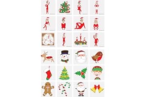 HENBRANDT 48 x Mini Christmas + Elfin Around Temporary Transfer Tattoos for Children Kids Festive Xmas Stocking Advent Calendar Fillers for Boys and Girls, Multicolour