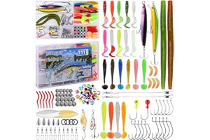 WIURGOHA 111PCS Fishing Lures Kit with Tackle Box for Bass, Trout, Salmon & More, Freshwater Bait Tackle Kit Included, Crankbaits, Spoon Hooks & Accessories, Men's Fishing Lure Gear Set Gifts