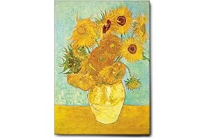 Giallobus - Gemälde - Vincent Van Gogh - Sonnenblumen - Leinwand mit Standardrahmen - 50L x 70l cm - Bereit zum Aufhängen - Moderne Gemälde