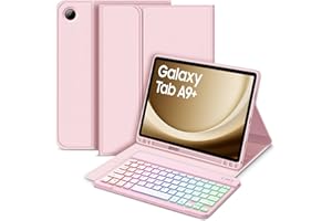 Bettdow for Samsung Galaxy Tab A9+/A9 PLUS 2023 Keyboard Case, UK Layout Detachable Wireless Backlit Keyboard, Case with Pencil Holder for Galaxy Tab A9 PLUS 11 Inch 2023 (SM-X210/X215/X216), Pink