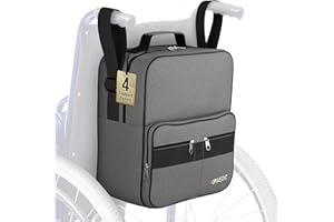 iMedic Deluxe Sac pour Fauteuil Roulant - Sacoche pour Fauteuil Roulant - Pochette Fauteuil Roulant S’attache aux Poignées pour un Rangement Pratique - Accessoire Fauteuil Roulant - Gris