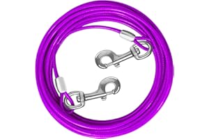 HaiYUAN Dog Tie Out Cable 10/15/20/25/30 FT Dog Runner for Yard Steel Wire Dog Cable with Durable Superior Clips Purple Dog Chains for Outside Dog Lead for Large Dogs Up to 165 lbs