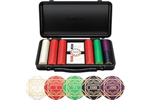 SLOWPLAY Nash - Set di fiches da poker in ceramica per Texas Hold'em, 300 pezzi [con valori numerati], 39 mm e 10 g ciascuno, con custodia di fascia alta in policarbonato tedesco