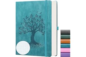‎ZXHQ ZXHQ A5 Bullet Dotted Journal Gepunktet Notizbuch: 150gsm dickes Papier, 256 Seiten, Punktraster-Hardcover, Lebensbaum-Design, feine Innentasche - 15 × 21cm Hellseegrün