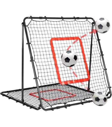 Filet De Rebond Football LIANTRAL – Cadre Acier 25 Mm, 5 Angles Réglables, 80x88 Cm – Pliable, 4 Piquets – Pour Foot, Baseball, Rugby