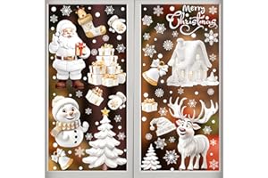 (2 Pack, 18 Sheet) Tomario 380 Large Christmas Window Clings Stickers, Reusable Christmas Decal Double-Side with Snow Flakes Pattern for Xmas Window Decoration Home Office Themed Party