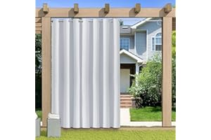 KUZRZNH Outdoor Vorhang Blickdicht Wasserdicht Wetterfest Blackout Outdoorvorhänge mit ösen, Sichtschutz Sonnenschutz Gardine/Vorhänge for Patio Balkon Pavillon,Silber Grau,1 Stück|120x213CM(BxH)