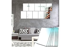 Sqinor Specchio Adesivo Rettangolare Specchi Decorativi da Parete Decorazioni Parete per Armadio Palestra Ingresso Soggiorno (Macinatura Normale, 15x23cm, 10 Pezzi)
