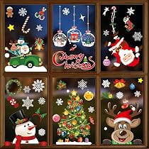 9 Fogli Adesivi Finestra Natale Adesivi Natale di Albero Alce Stelle Vetrofanie