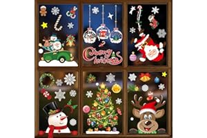 BBLIKE Fotos de la Ventana de Navidad - 6 Hojas de Nieve Copos de Nieve Imágenes Autoadhesivas - Pegatinas Decoración Reutilizable (Color)