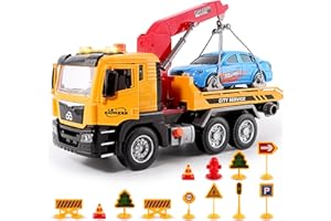 BunnyJOY Rescue Tow Truck Toy for 3 4 5 6 7 Years Old Boys, Friction Powered Vehicle, Realistic Playset Gift for Kids Girls Aged 3+