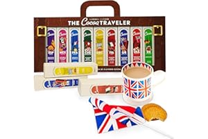 TOPLINE Cocoa Traveler Hot Chocolate Gift Set - 9 Hot Chocolate Drink Flavors from Different Countries in a Luggage Gift Set. Great for Christmas Eve Box Fillers, Christmas Gifts for Women who Loves Travel