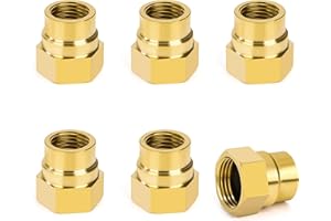 ELEGRIP Manicotto di Riduzione in Ottone 3/8" Femmina a 1/4" Femmina, Adattatore Connettori Filettati Interni, Raccordi a Doppia Presa per Tubo di Collegamento (6 Pezzi)