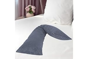 ‎PHD PRIMERA PHD Primera Seitenschläferkissen 140 x 40 cm mit Bezug (Grau Cord) - Allergiker-empfohlen u. 60°C waschbar, perfekt als Schwangerschaftskissen u. Stillkissen, Öko-Tex 100 Zertifiziert