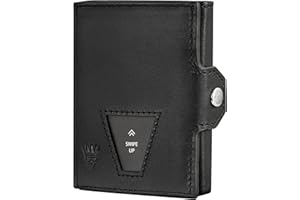 Bodesa Valore Wysokiej jakości portfel Slim Wallet z kieszenią na monety, z prawdziwej skóry, ochrona RFID, etui na karty, dla mężczyzn i kobiet, mały portfel dla kobiet i mężczyzn, czarny, 9,1 x 7 x