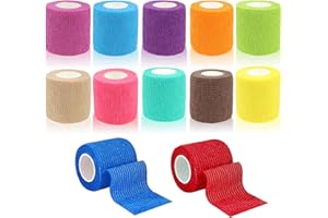 ZEUWETS 12 Rollen Selbstklebender Verband, 5cm x 5m Selbsthaftende Bandage für Erste Hilfe, Elastische Fixierbinde Cohesive Bandage Haftbandage für Hund/Katze/Füße/Fingerpflaster/Knöchelverstauchungen