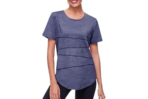 Terecey Camisetas Deporte Manga Corta Mujer Camiseta Tecnica para Mujer Suelta Camiseta Fitness Mujer y Cuello Redondo Camiseta Deportiva de Secado Rápido para Yoga Pilates S-XXL