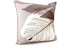 ‎HEIMTEXLAND heimtexland ® Outdoor Deko Kissen 45x45 mit Füllung Garten Lounge Dekokissen wasserabweisend wetterfest Outdoorkissen Gartenkissen Bedruckt Typ906 Blatt - Braun